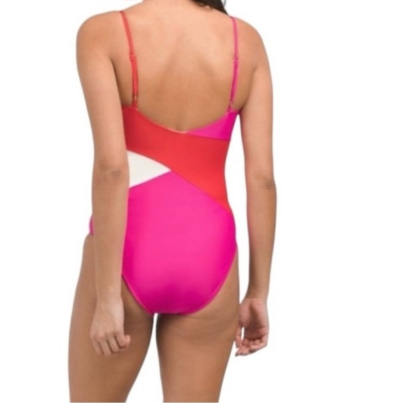 Summersalt The Marina One-Piece in Multi Colorblock Red Pink White SZ 22 - Picture 6 of 13